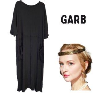 GARB Black Ribbed Oversized Medieval Renaissance Maxi Dress - Women's Large